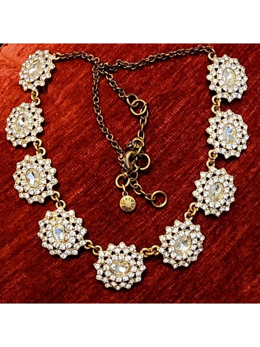 J CREW PAVÉ CRYSTALS FLOWERS STATEMENT NECKLACE~ADJUSTABLE 16"-18" L~GORGEOUS